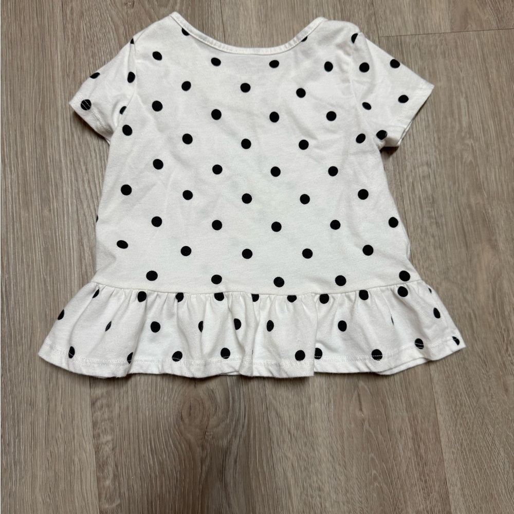 Polka Dot Ruffle Kids Top - White & Black